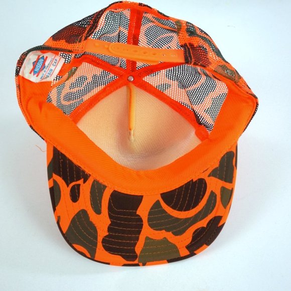 Vintage Discovering Snapback Spellout Orange Hunter Camo Truck Hat UP TV6 Yooper - Picture 5 of 6